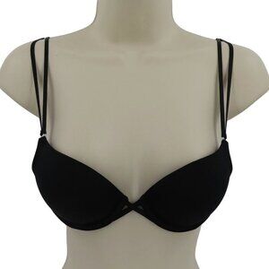 Aerie 32B Maddie Push Up Bra Padded Underwire Strappy Straps Solid Black Women